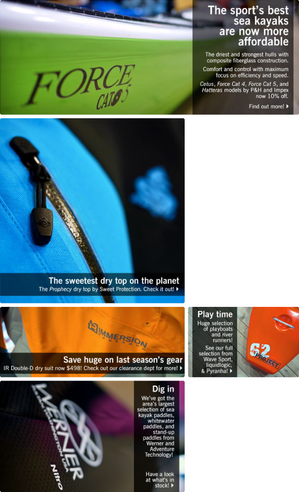 Potomac Paddlesports web page screenshot